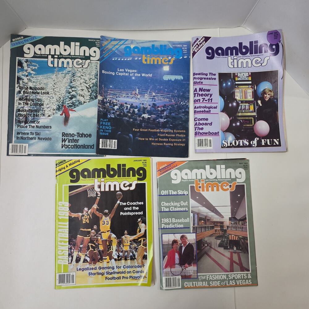 Vintage Gambling Times Magazine Lot of 5 1980s Las Vegas Casino Sports Betting